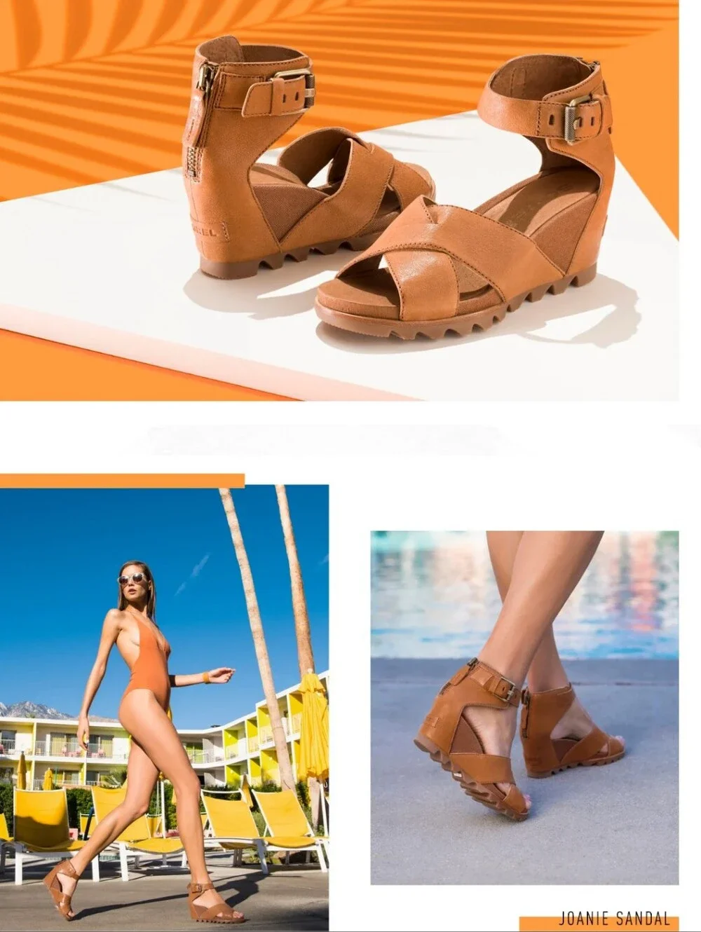 Sorel Women's Joanie Brown Leather Wedge Sandals